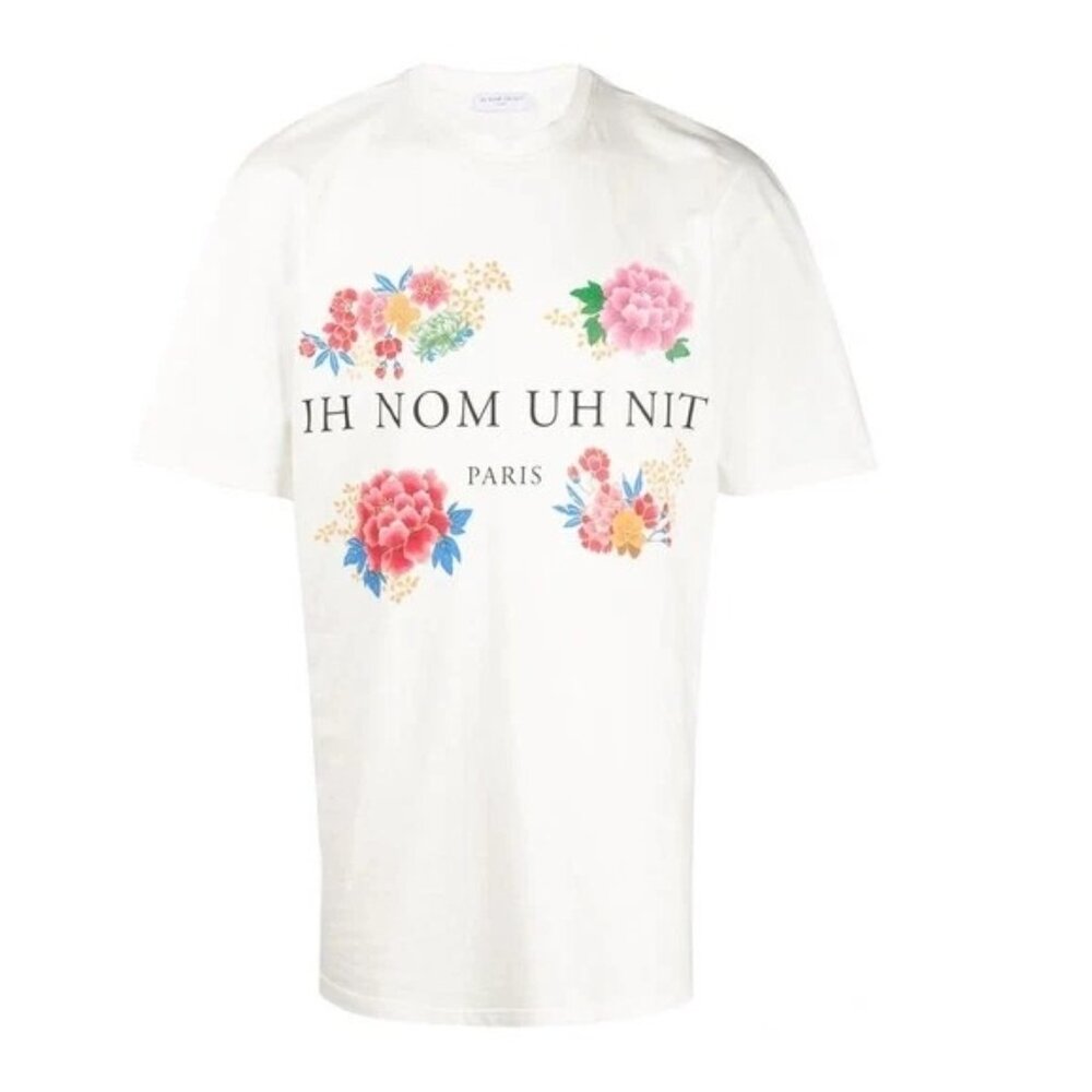 NEW  Ih Nom Uh Nit Floral Print T-shirt In White Size XLarge